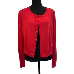 TAHARI pink long sleeve cardigan sweater Sz L